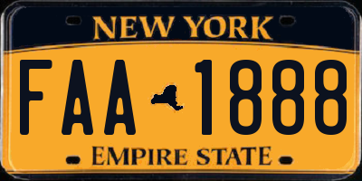 NY license plate FAA1888