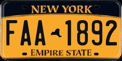 NY license plate FAA1892