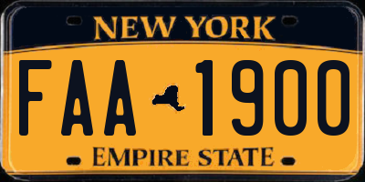 NY license plate FAA1900