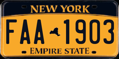 NY license plate FAA1903