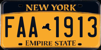 NY license plate FAA1913