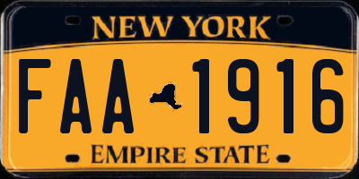 NY license plate FAA1916