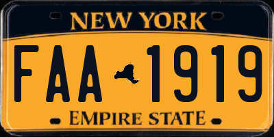 NY license plate FAA1919