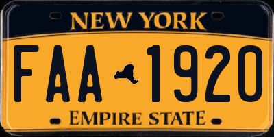 NY license plate FAA1920