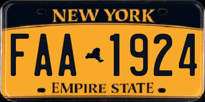 NY license plate FAA1924