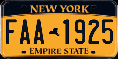 NY license plate FAA1925