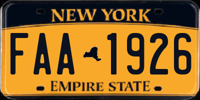 NY license plate FAA1926