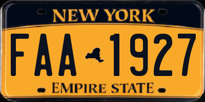 NY license plate FAA1927