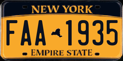 NY license plate FAA1935