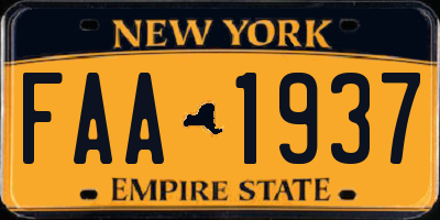 NY license plate FAA1937