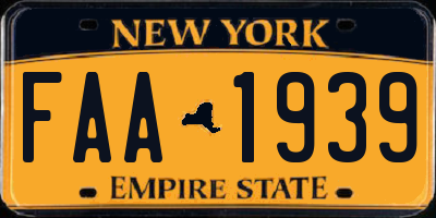 NY license plate FAA1939