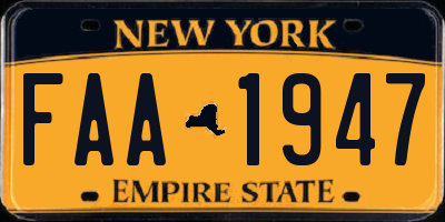 NY license plate FAA1947