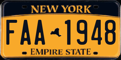 NY license plate FAA1948
