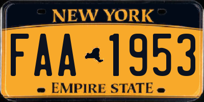 NY license plate FAA1953