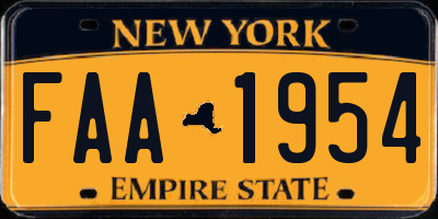 NY license plate FAA1954