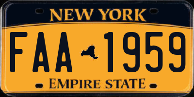 NY license plate FAA1959