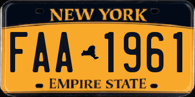 NY license plate FAA1961