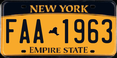 NY license plate FAA1963