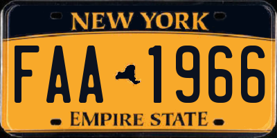 NY license plate FAA1966