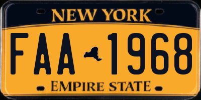 NY license plate FAA1968