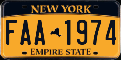 NY license plate FAA1974