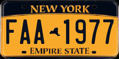 NY license plate FAA1977