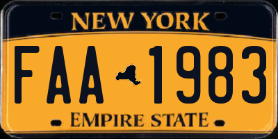 NY license plate FAA1983