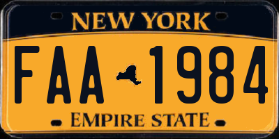 NY license plate FAA1984