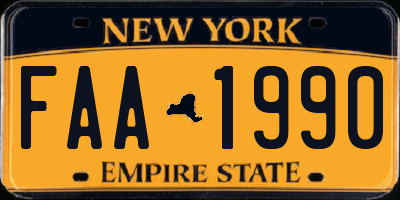 NY license plate FAA1990