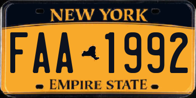 NY license plate FAA1992