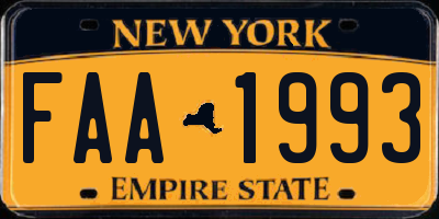 NY license plate FAA1993