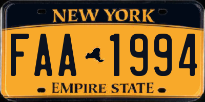 NY license plate FAA1994