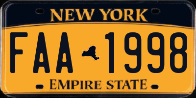 NY license plate FAA1998