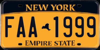 NY license plate FAA1999