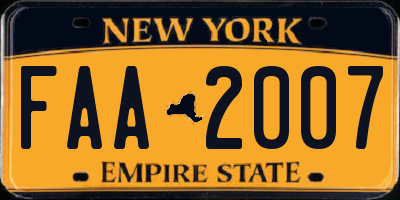 NY license plate FAA2007