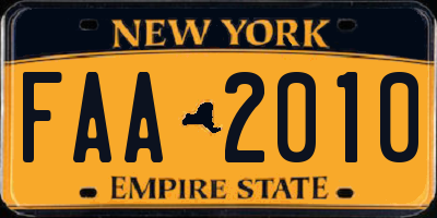 NY license plate FAA2010