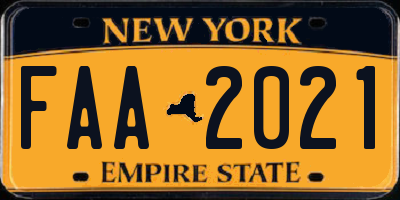 NY license plate FAA2021