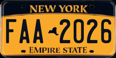 NY license plate FAA2026