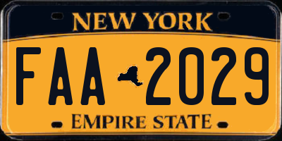 NY license plate FAA2029