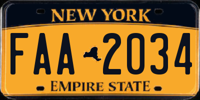 NY license plate FAA2034