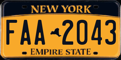 NY license plate FAA2043
