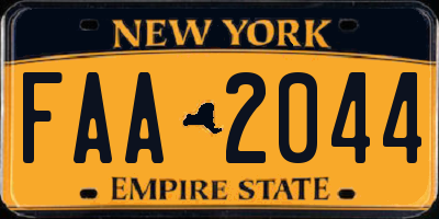 NY license plate FAA2044