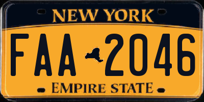 NY license plate FAA2046