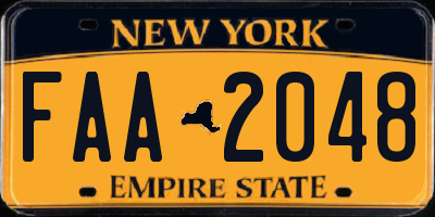 NY license plate FAA2048