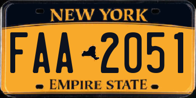 NY license plate FAA2051