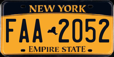 NY license plate FAA2052