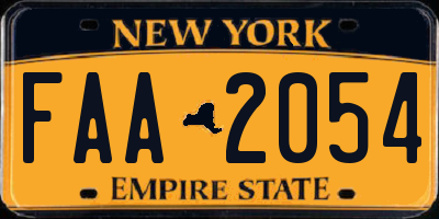 NY license plate FAA2054