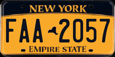 NY license plate FAA2057