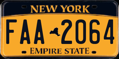 NY license plate FAA2064