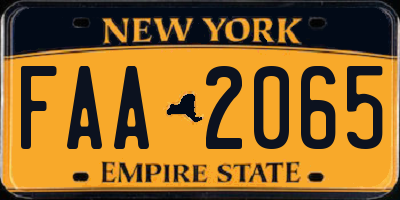 NY license plate FAA2065